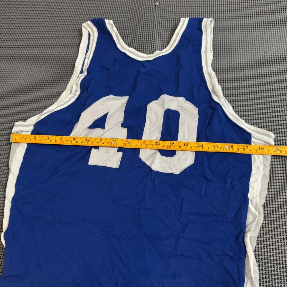 Vintage Rawlings Westover 40 Basketball Jersey Blue White Size 42 Extra Length
